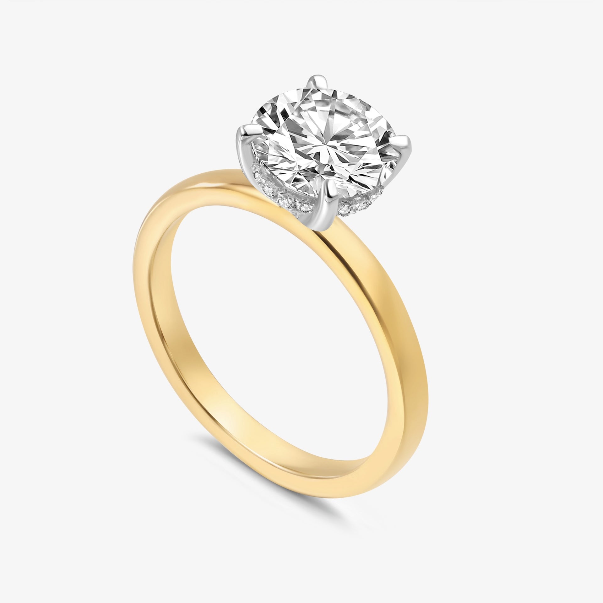 Promise Round Brilliant Diamond Ring with Hidden Halo