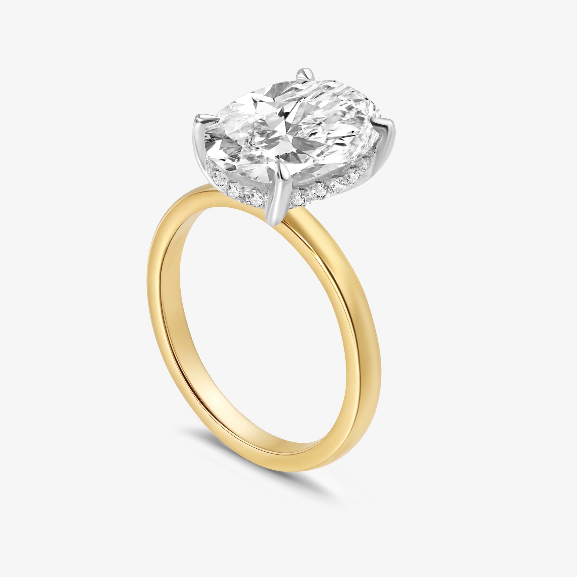 Promise Oval Cut Diamond Ring with Hidden Halo