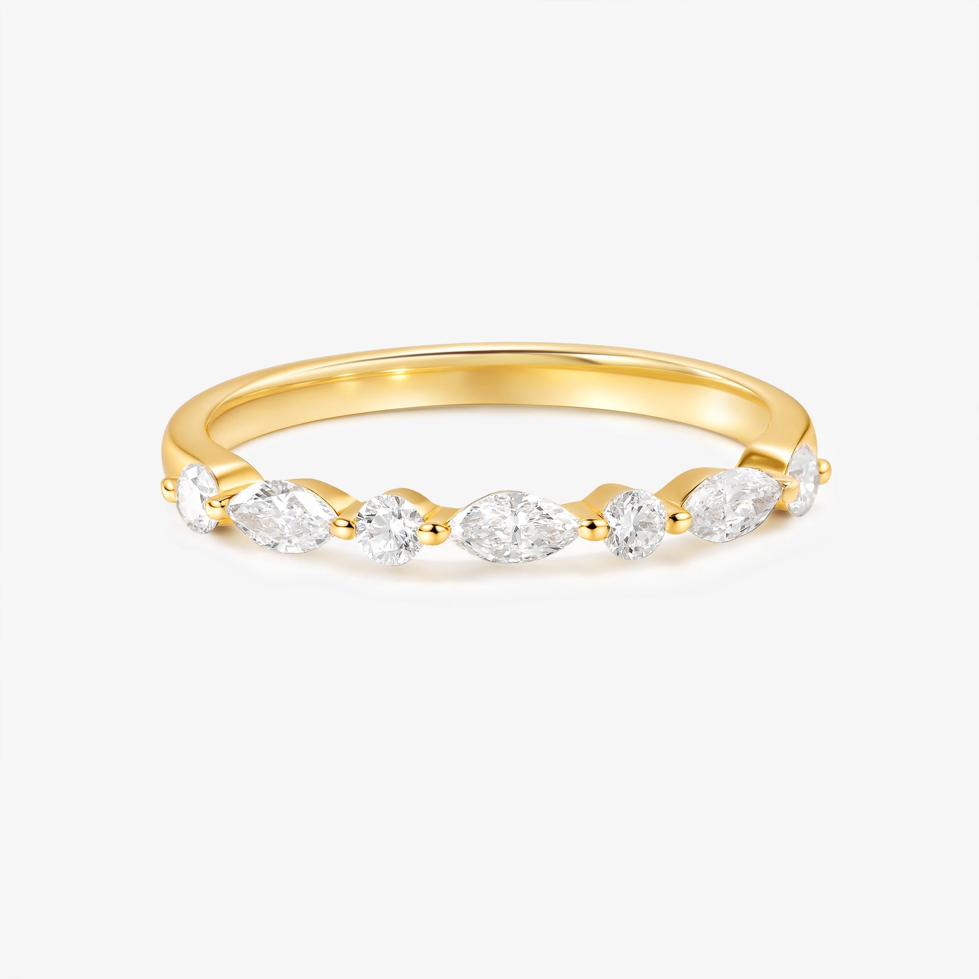 Laura | Eternity Band in 18k Gold with a Half Circle of Marquise and Round Lab Diamonds (2mm)