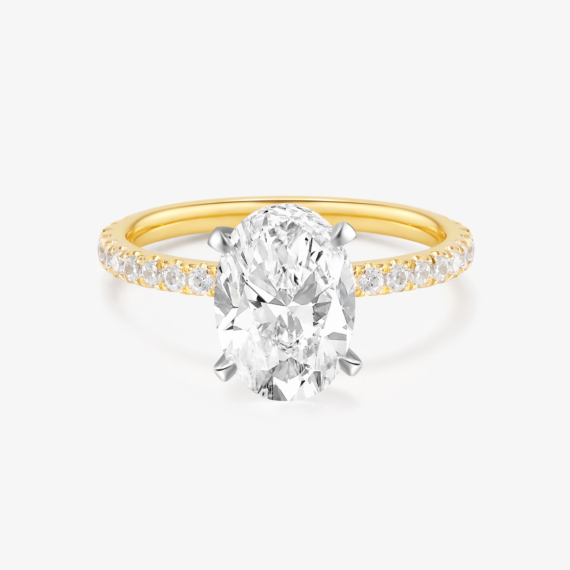 Beloved Oval-cut Diamond with Pavé Diamond Band and Hidden Halo in 18k Gold