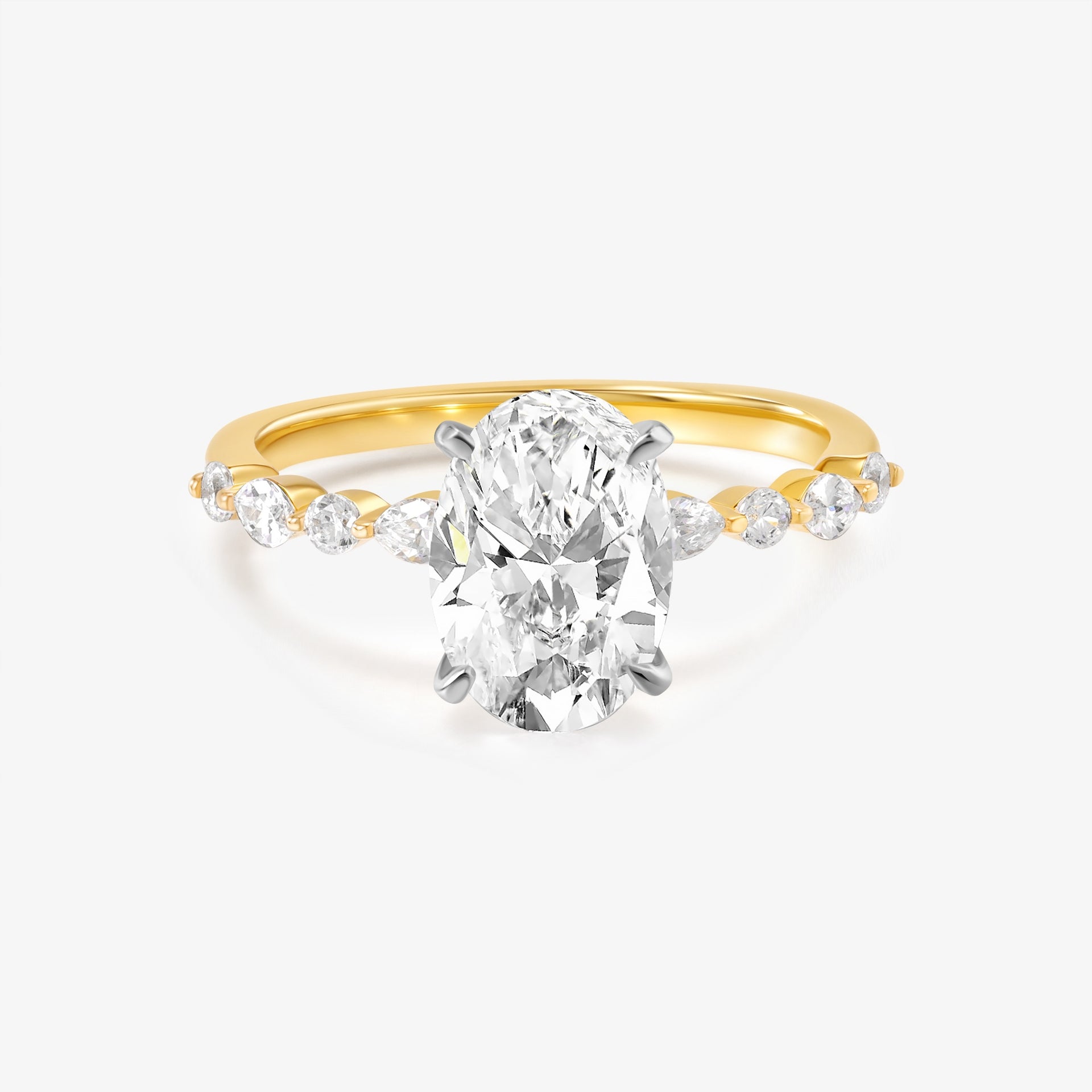 Affinity Oval-cut Diamond with Marquise and Round Diamond Band in 18k Gold