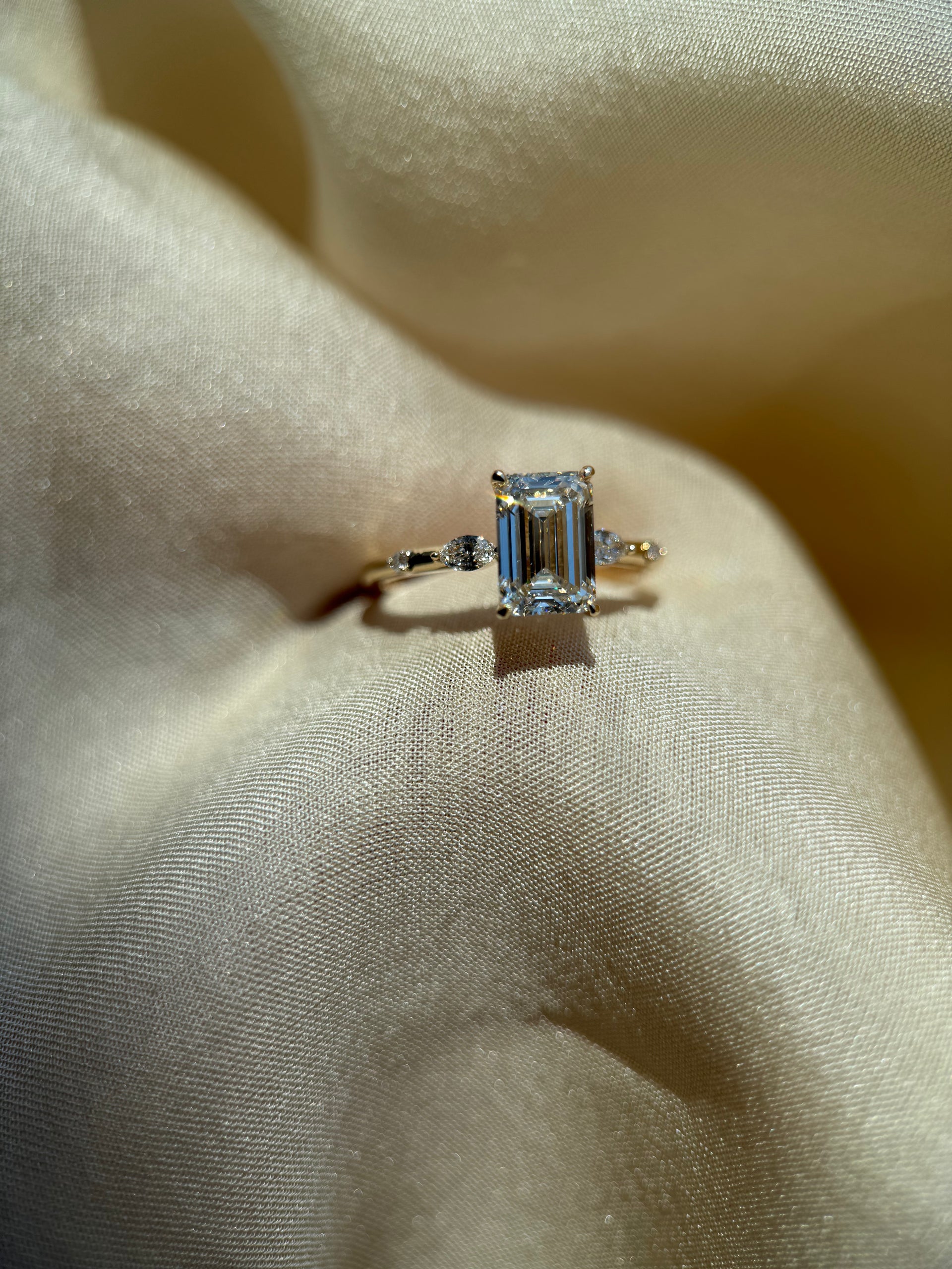 Ready to Ship - Calla Lily Emerald Cut Diamond Ring