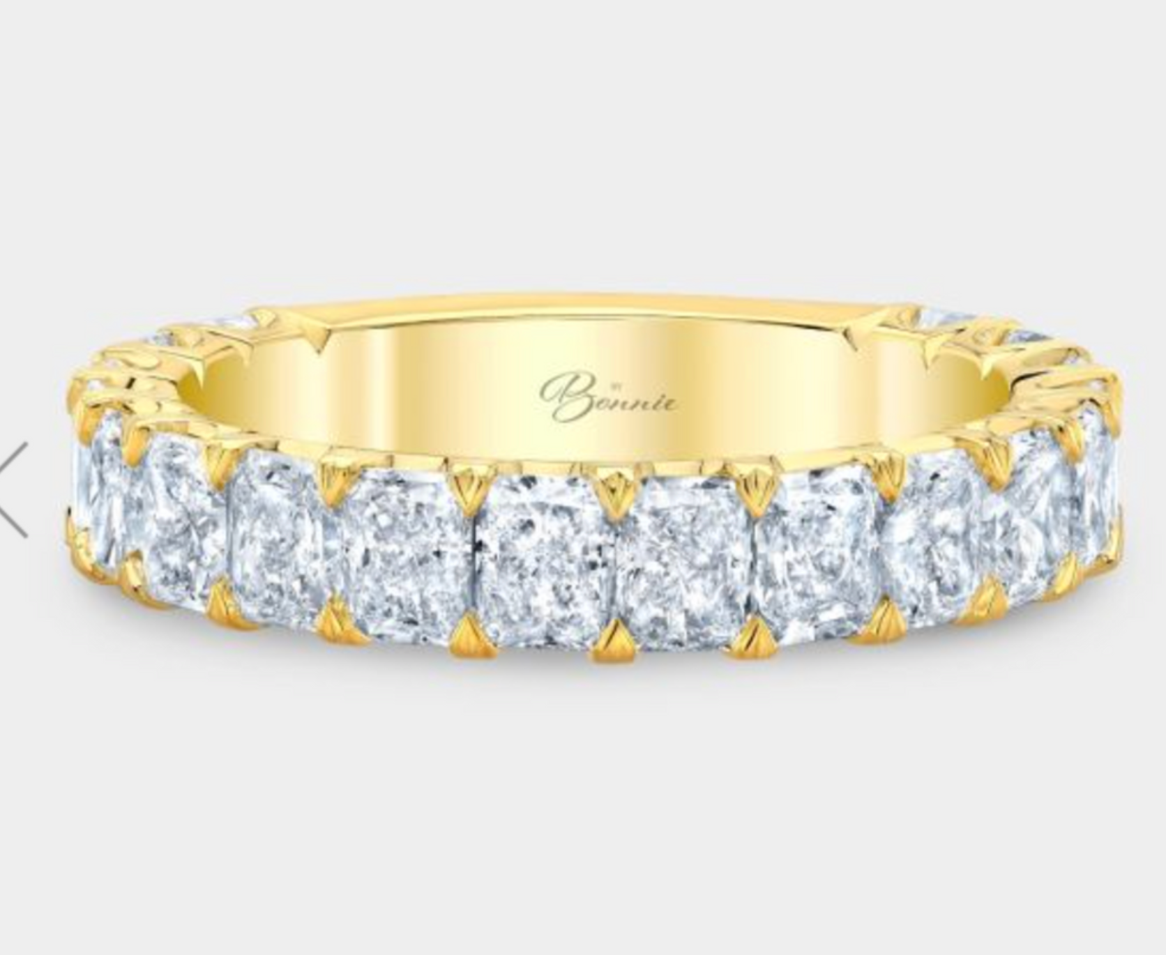 Ellie Eternity Band in 18k Gold with 3/4-circle of Radiant Lab Diamonds (4mm)