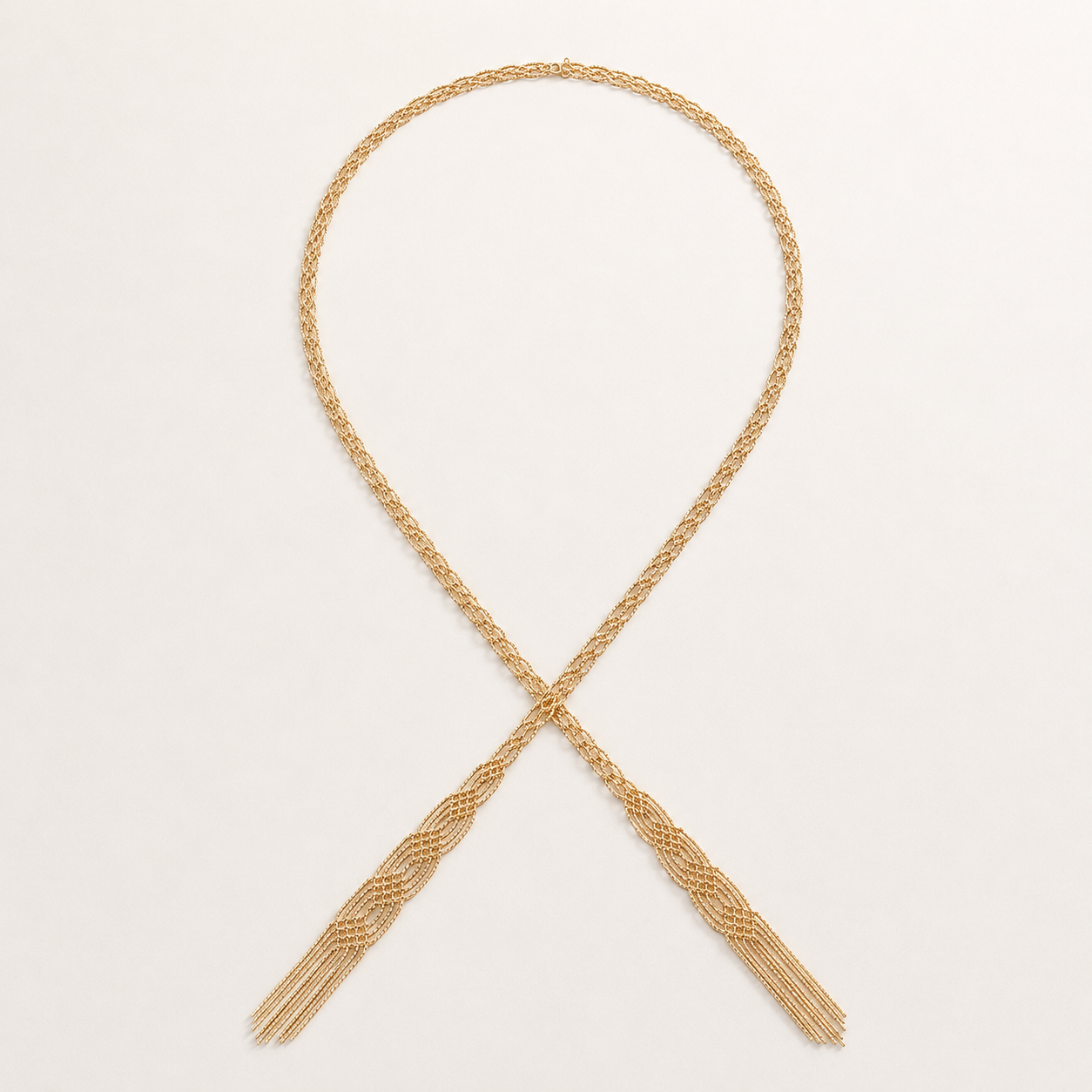 Gold Lace Sautoir Necklace in 18K Gold