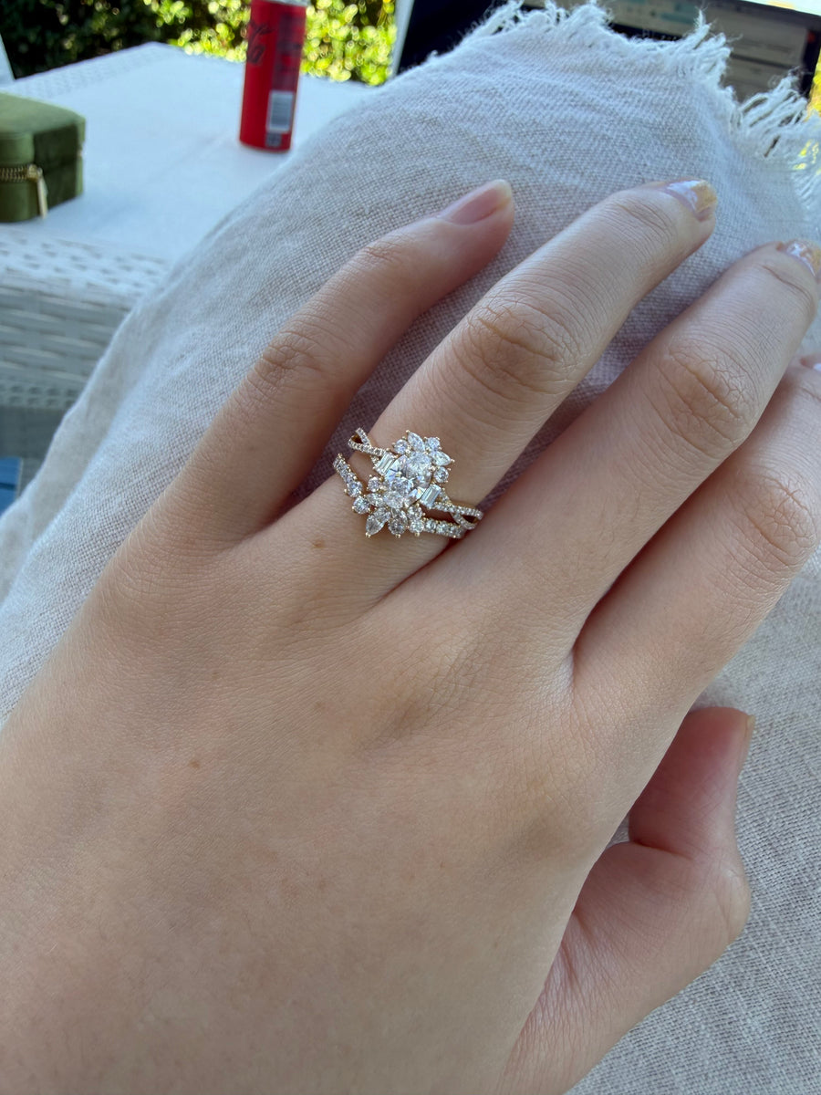 Floral Halo Oval Ring