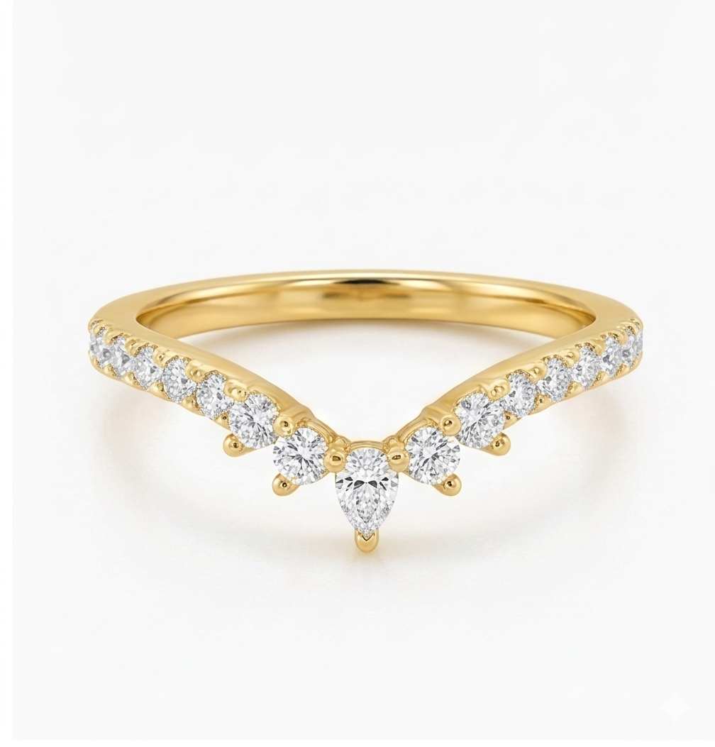 Willow Band with a Half Circle of Marquise and Round Lab Diamonds