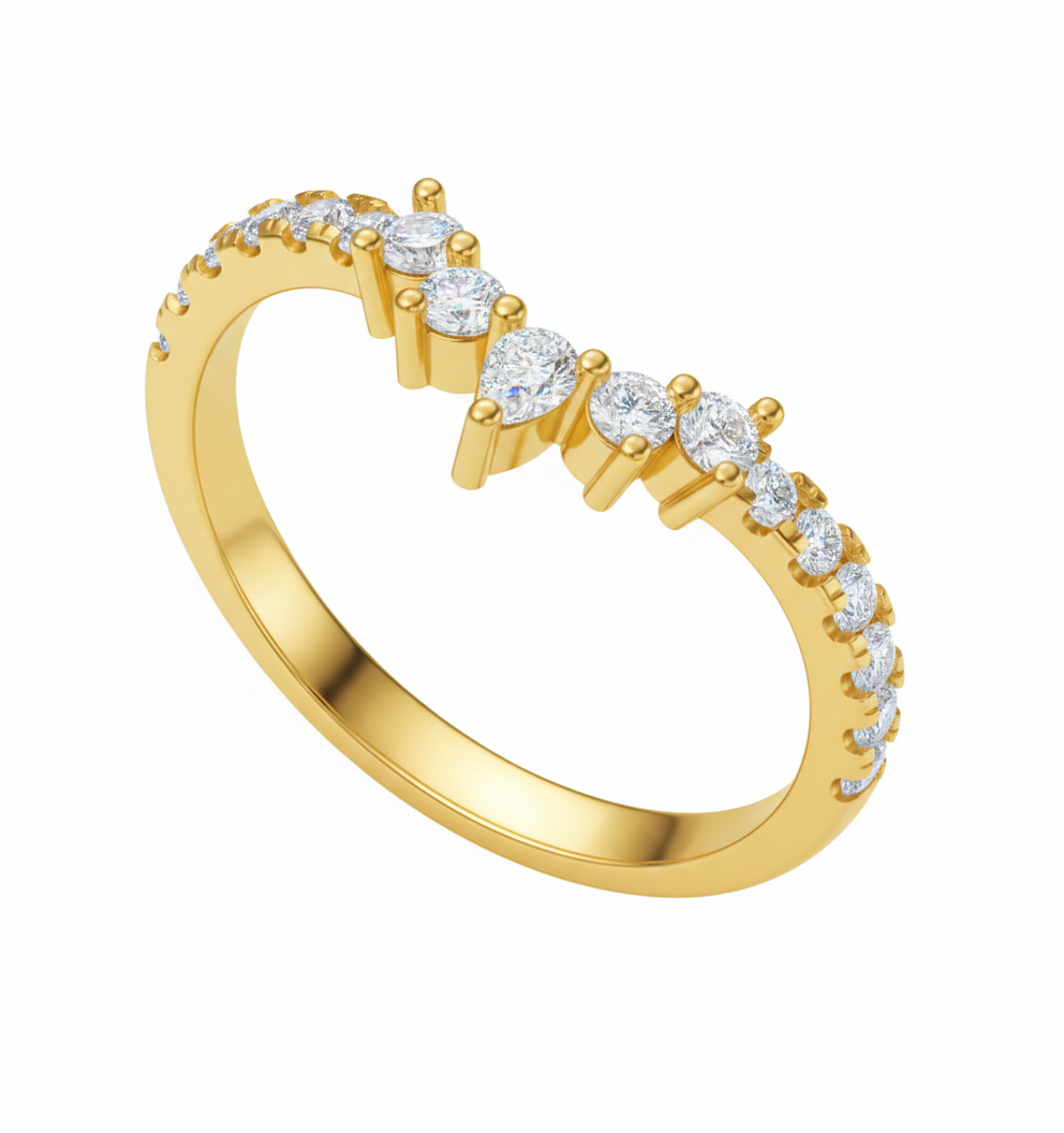 Willow Band with a Half Circle of Marquise and Round Lab Diamonds