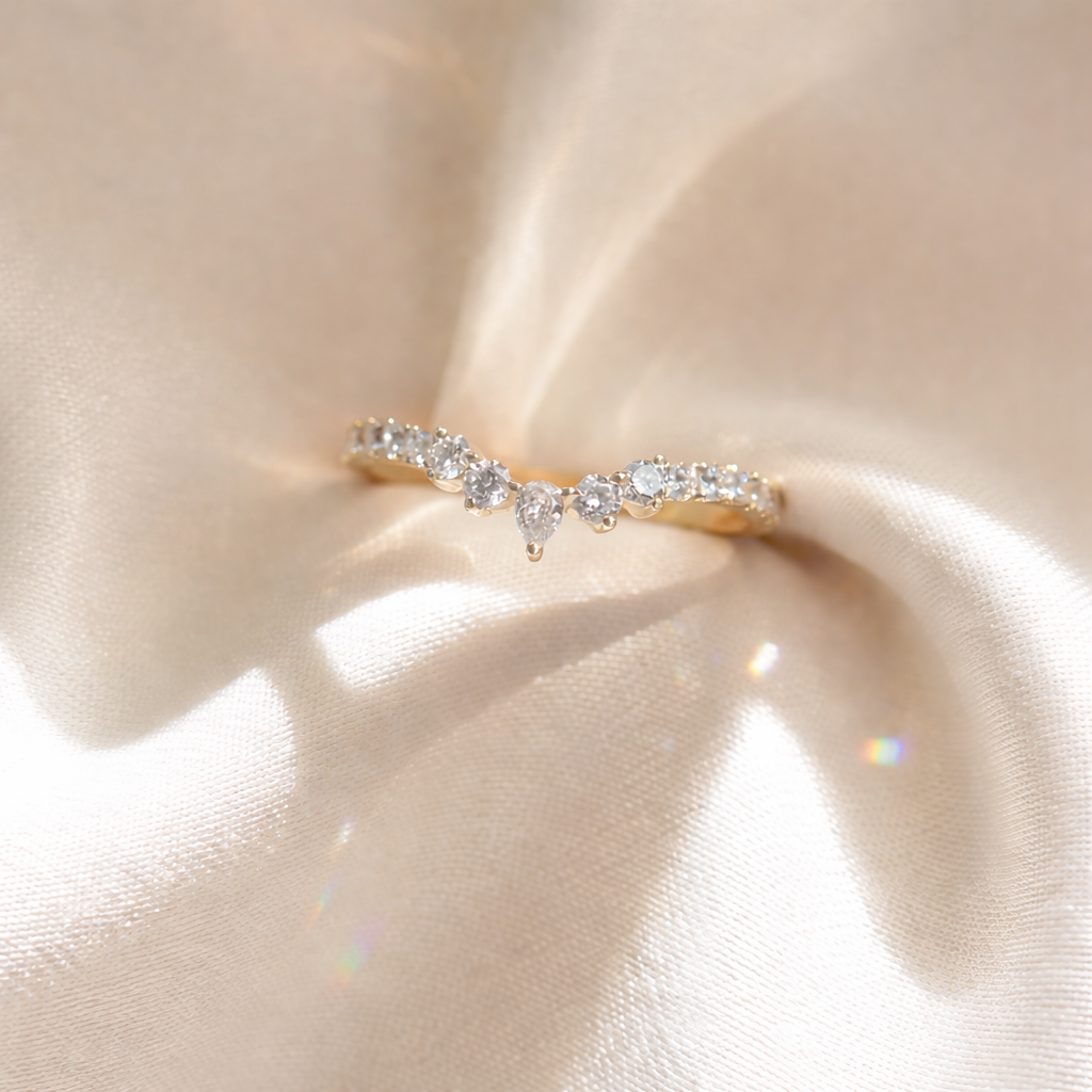 Willow Band with a Half Circle of Marquise and Round Lab Diamonds